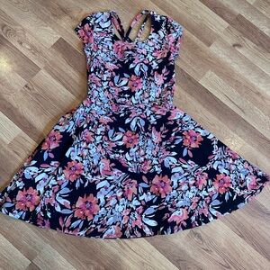 Aeropostale Black Fit & Flare Floral Dress